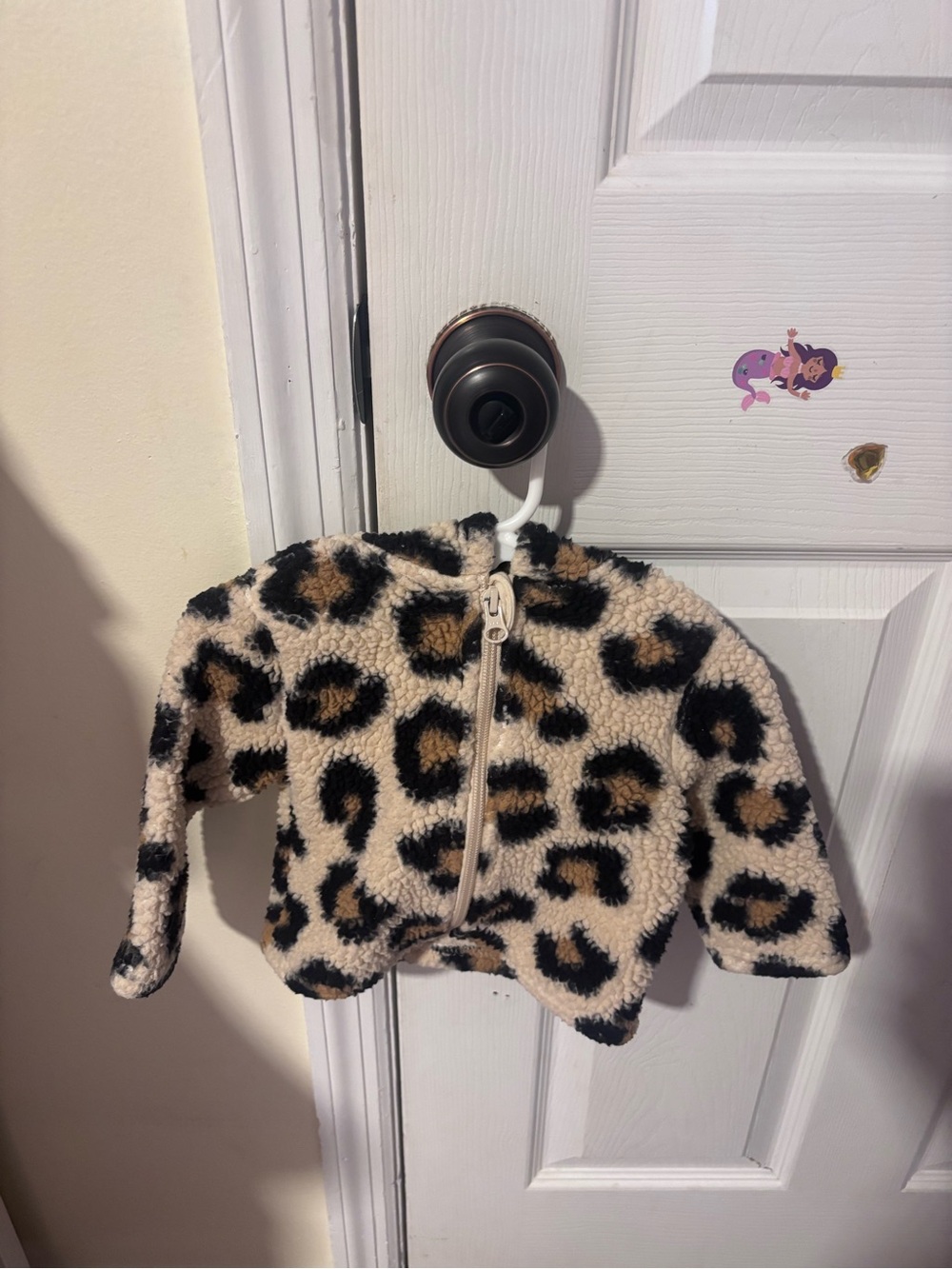Old Navy Cream and Black Leopard Sherpa Puffer Jacket